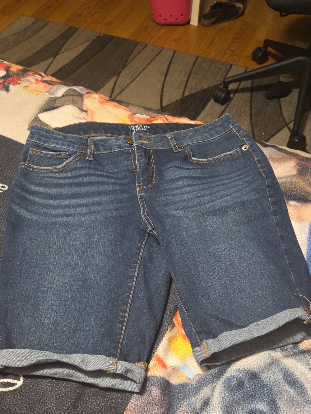 Time and Tru Dark Blue Boyfriend Denim Bermuda Shorts